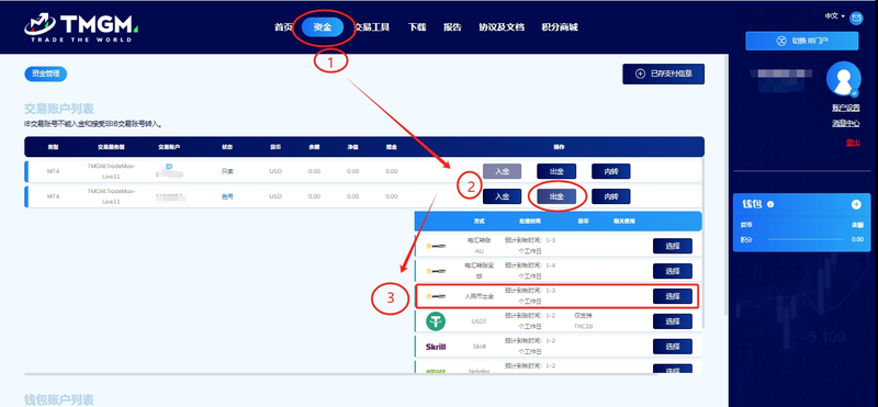 TMGM出金流程